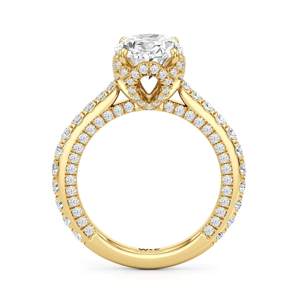The Chrysler Pavé Ring with Oval Cut Diamond in 14KT Yellow Gold view 2
