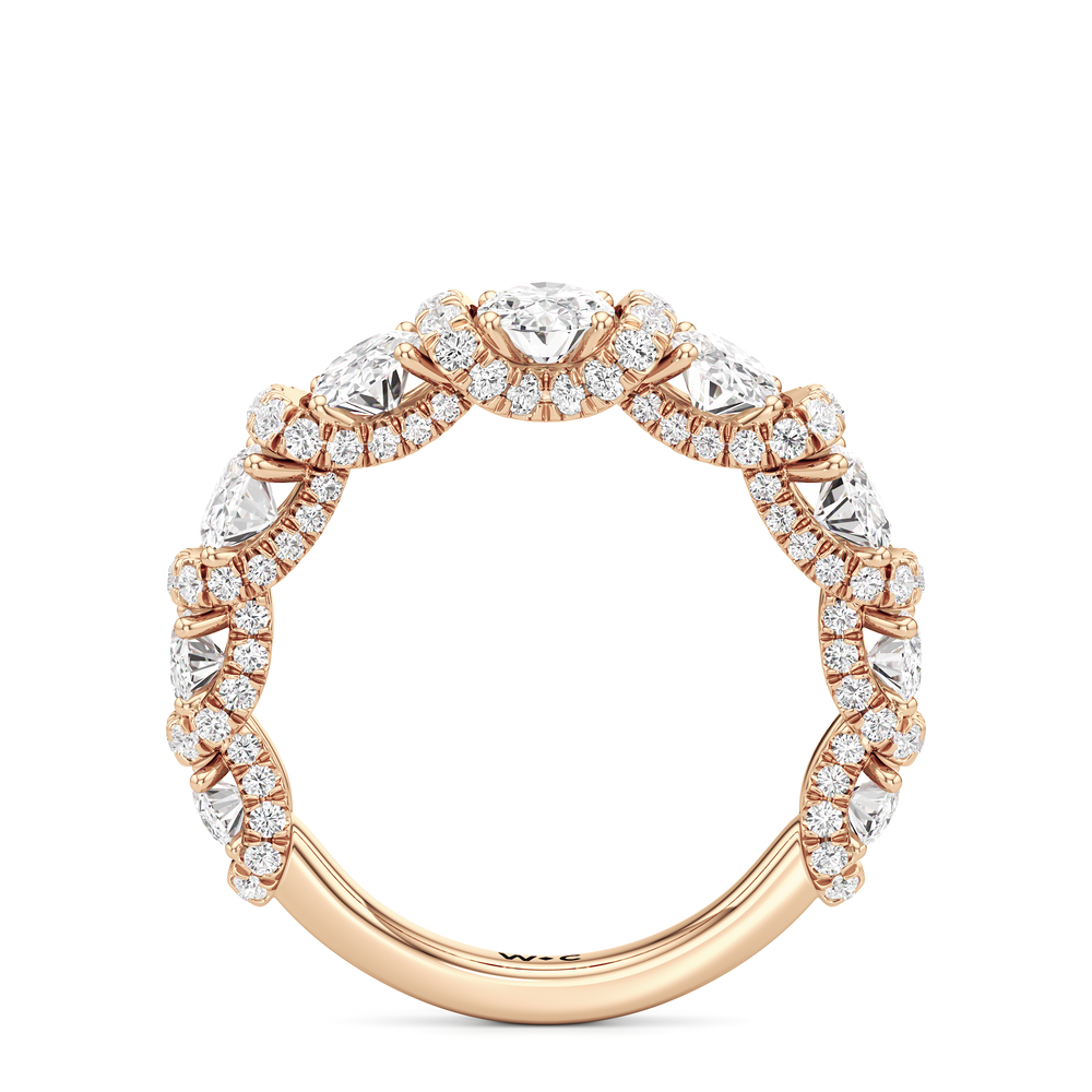 The Fulton Oval Diamond Wedding Band with 18KT Rose Gold Cut Diamond in 14KT Rose Gold view 3
