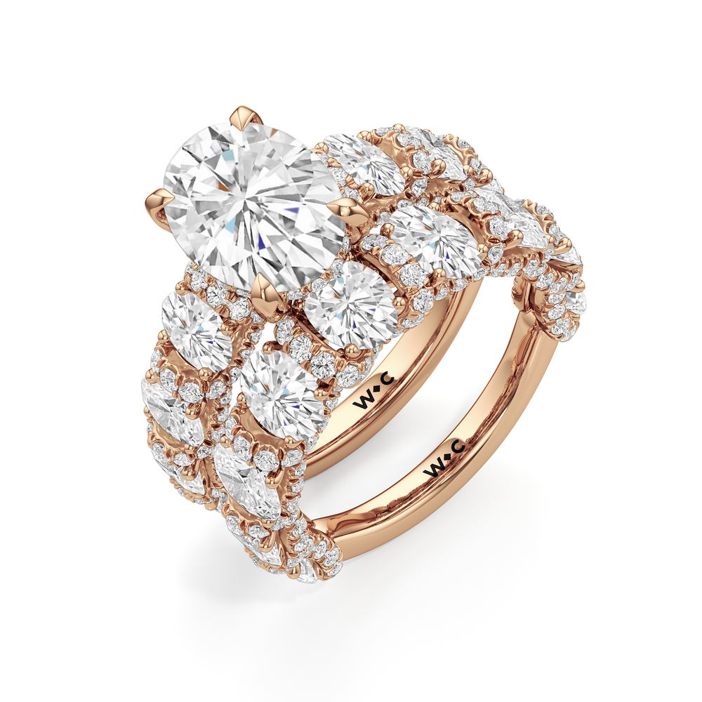 The Fulton Oval Ring with Emerald Cut Diamond in 14KT Rose Gold view 7
