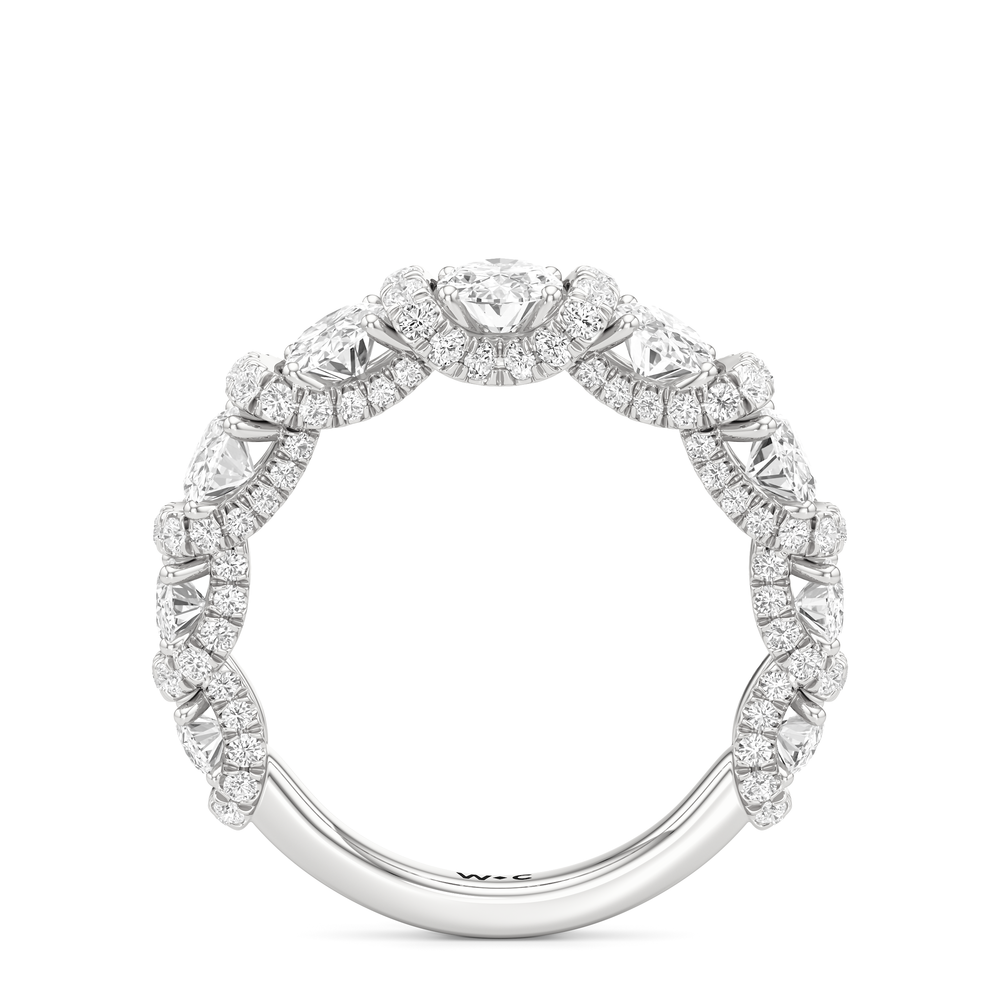 The Fulton Oval Diamond Wedding Band with Platinum Cut Diamond in 14KT Platinum view 3

