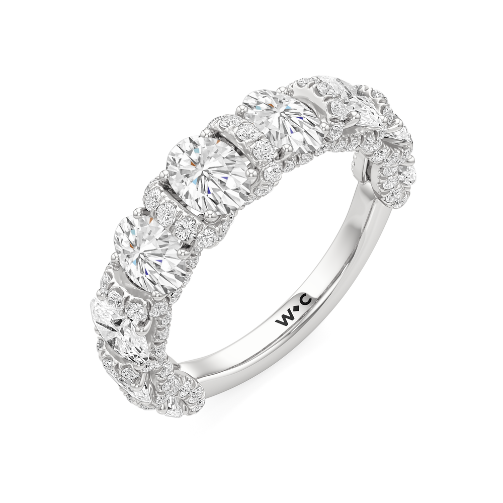 The Fulton Oval Diamond Wedding Band with Platinum Cut Diamond in 14KT Platinum view 4
