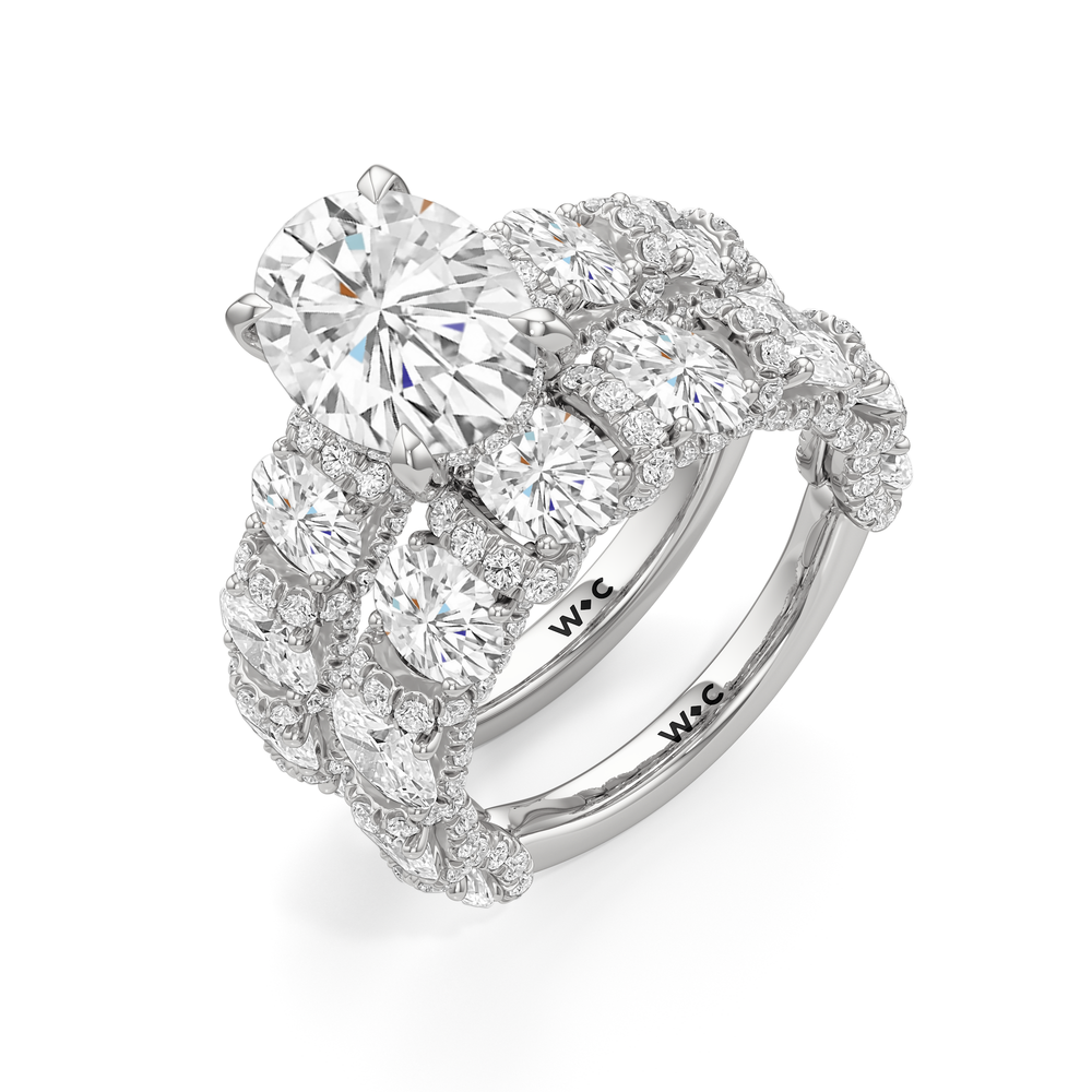 The Fulton Oval Ring with Round Cut Diamond in 14KT Platinum view 7
