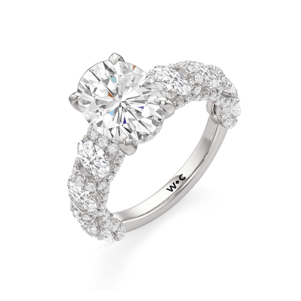 The Fulton Oval Ring with Oval Cut Diamond in 14KT Platinum view 6
