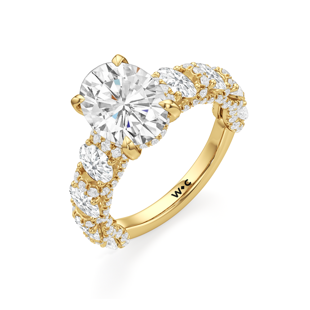 The Fulton Oval Ring with Oval Cut Diamond in 14KT Yellow Gold view 3
