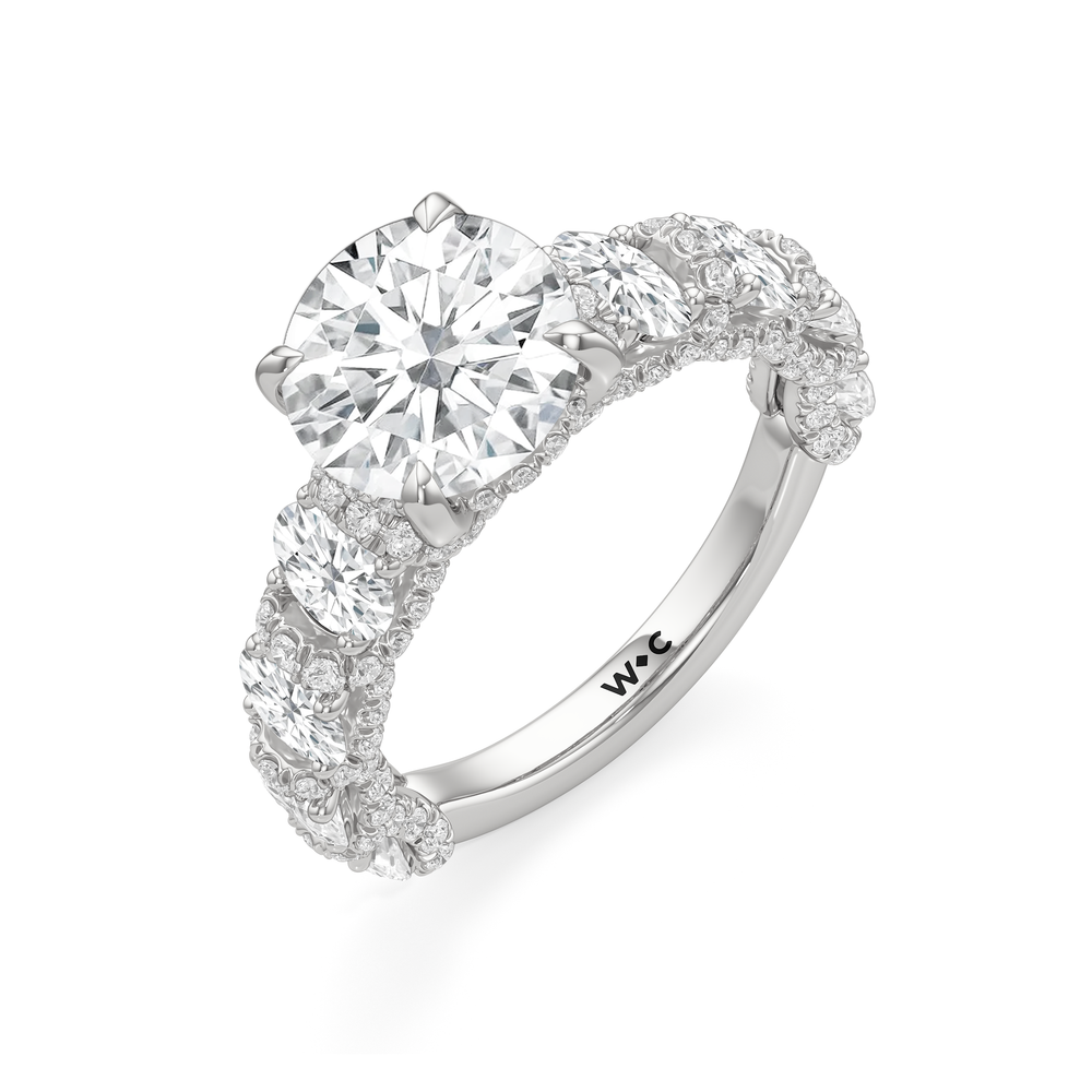 The Fulton Oval Ring with Round Cut Diamond in 14KT Platinum view 6
