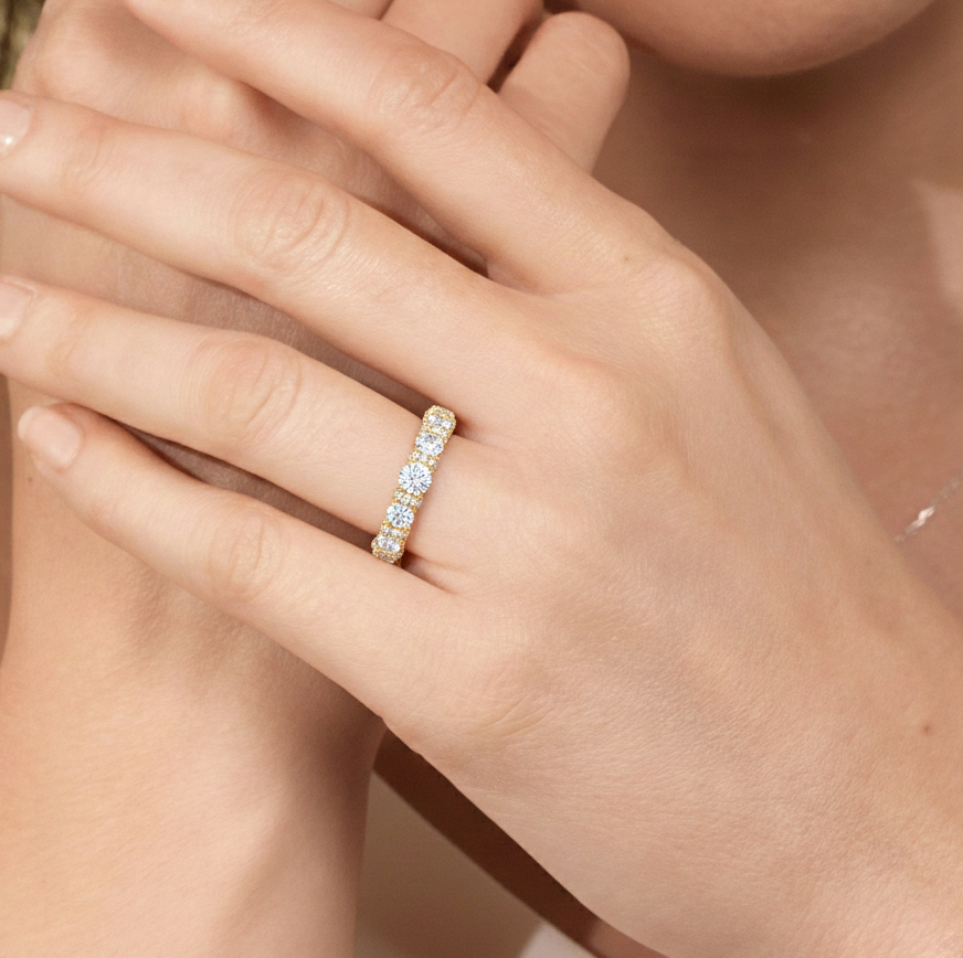 Classic The Fulton Round Anniversary Ring (F+ SI+) with 18KT Yellow Gold / Lab / 2 Cut Diamond in 14KT Yellow Gold / Lab / 2 view 6
