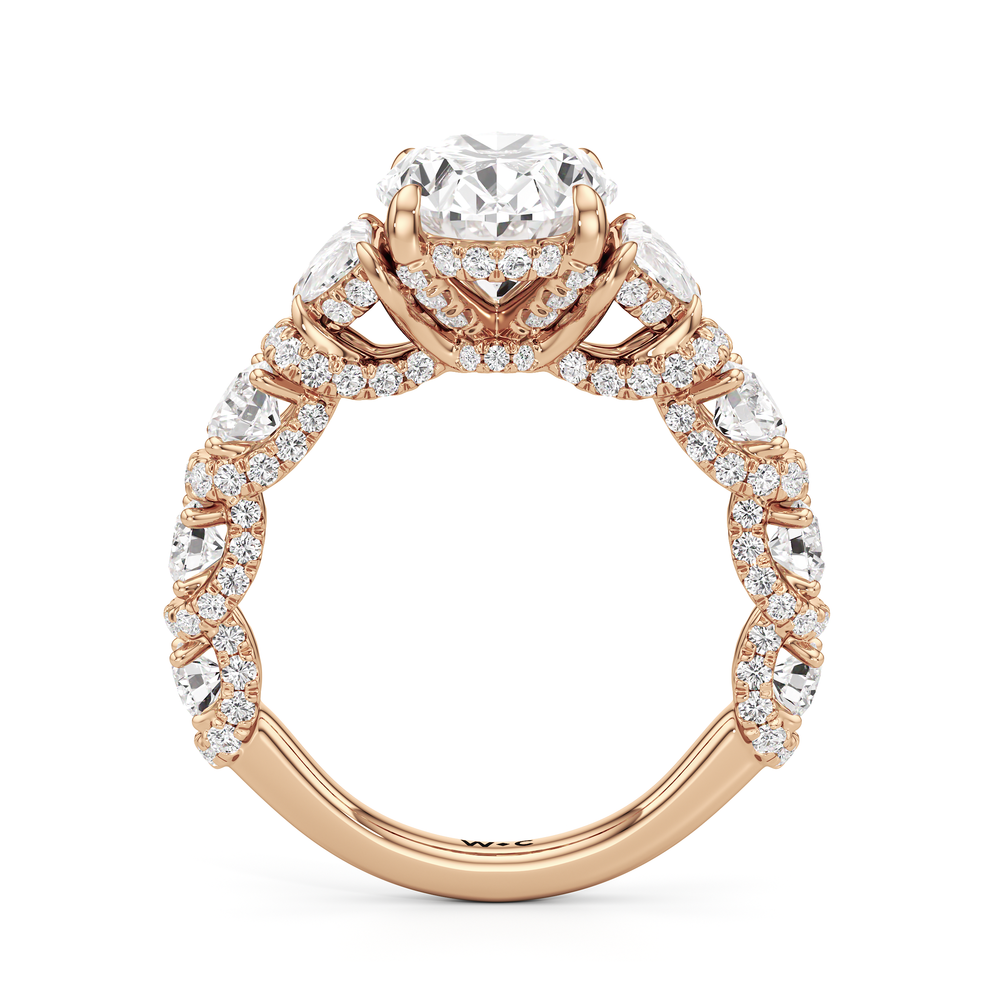 Oval Cut The Fulton Three Stone Half Moon Ring with Lab Grown Diamond in 14KT Rose Gold view 5
