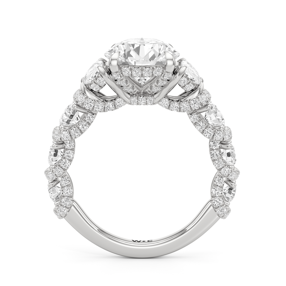 Round Cut The Fulton Three Stone Half Moon Ring with Lab Grown Diamond in 14KT Platinum view 5
