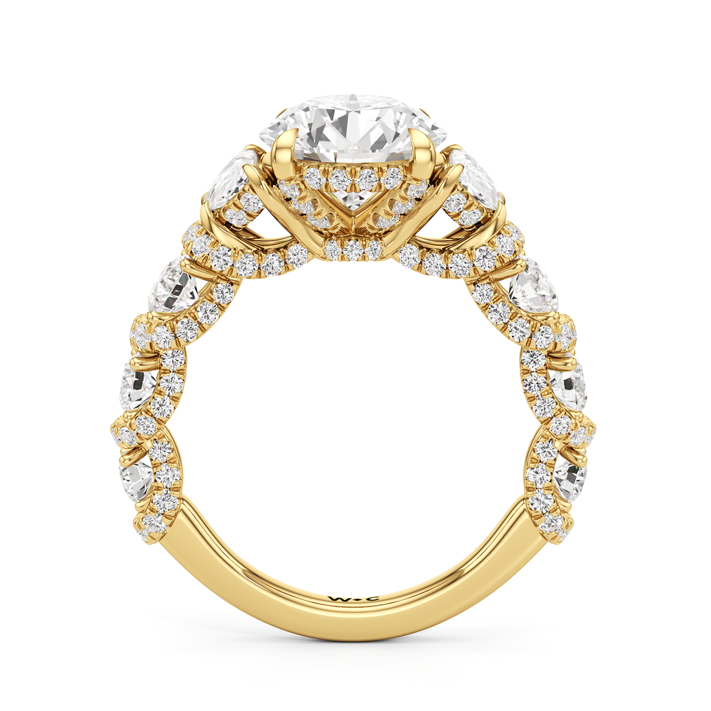 Round Cut The Fulton Three Stone Half Moon Ring with Lab Grown Diamond in 14KT Yellow Gold view 5

