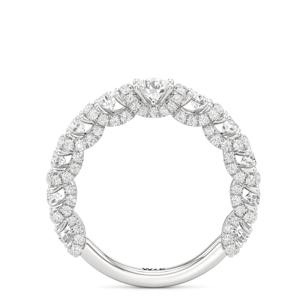 The Fulton Three Stone Trapezoid Diamond Wedding Band with Platinum Cut Diamond in 14KT Platinum view 3
