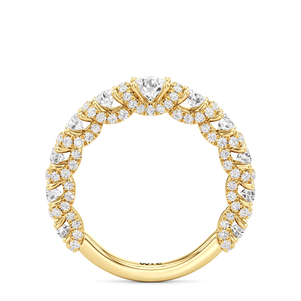 The Fulton Three Stone Trapezoid Diamond Wedding Band with 18KT Yellow Gold Cut Diamond in 14KT Yellow Gold view 3
