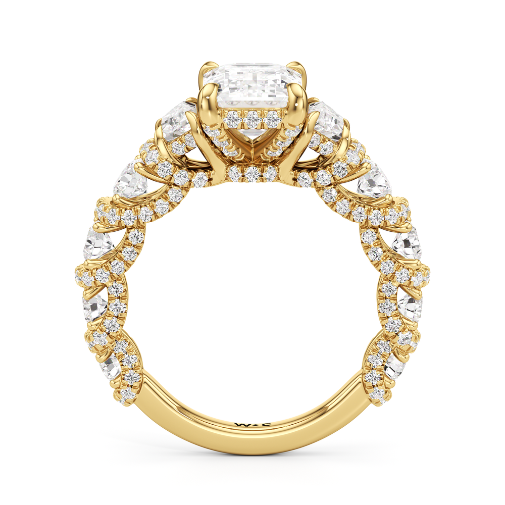 Emerald Cut The Fulton Three Stone Trapezoid Ring with Lab Grown Diamond in 14KT Yellow Gold view 6
