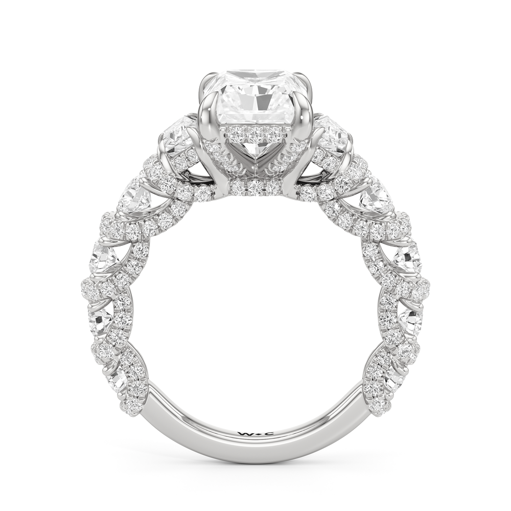 Radiant Cut The Fulton Three Stone Trapezoid Ring with Lab Grown Diamond in 14KT Platinum view 6
