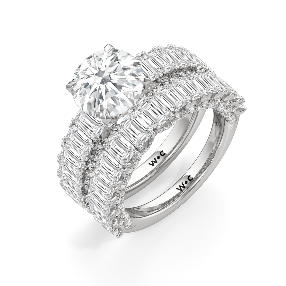 The Roosevelt Emerald Ring with Round Cut Diamond in 14KT Rose Gold view 8
