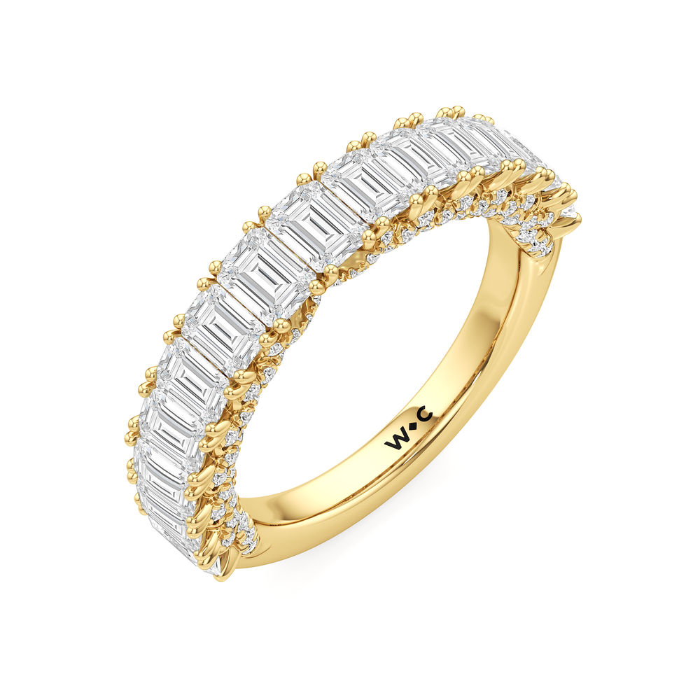 The Roosevelt Emerald Diamond Wedding Band with 18KT Yellow Gold Cut Diamond in 14KT Yellow Gold view 5
