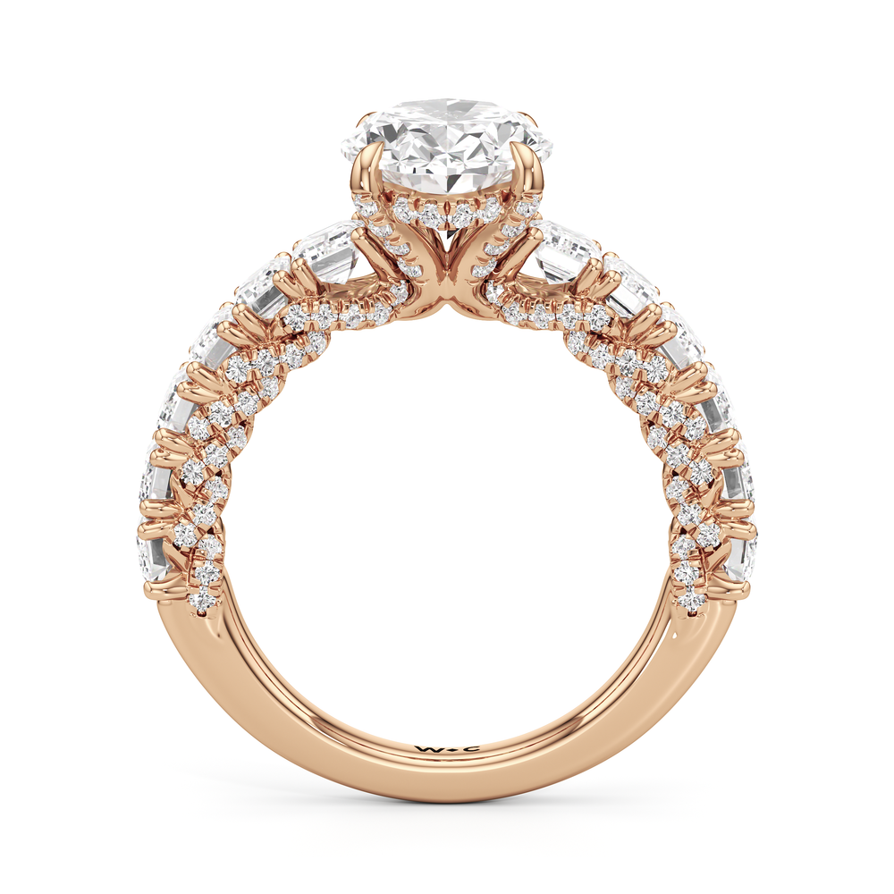 The Roosevelt Emerald Ring with Oval Cut Diamond in 14KT Rose Gold view 6
