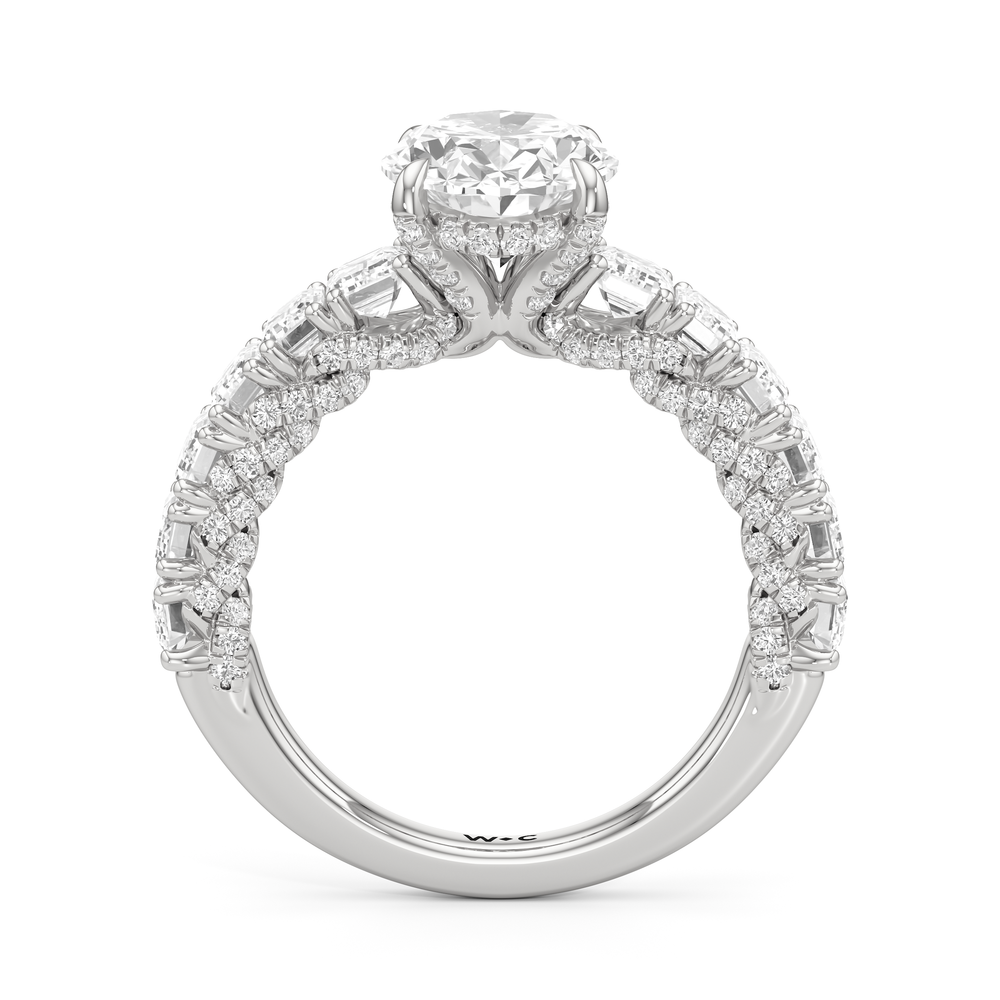 The Roosevelt Emerald Ring with Oval Cut Diamond in 14KT Platinum view 6
