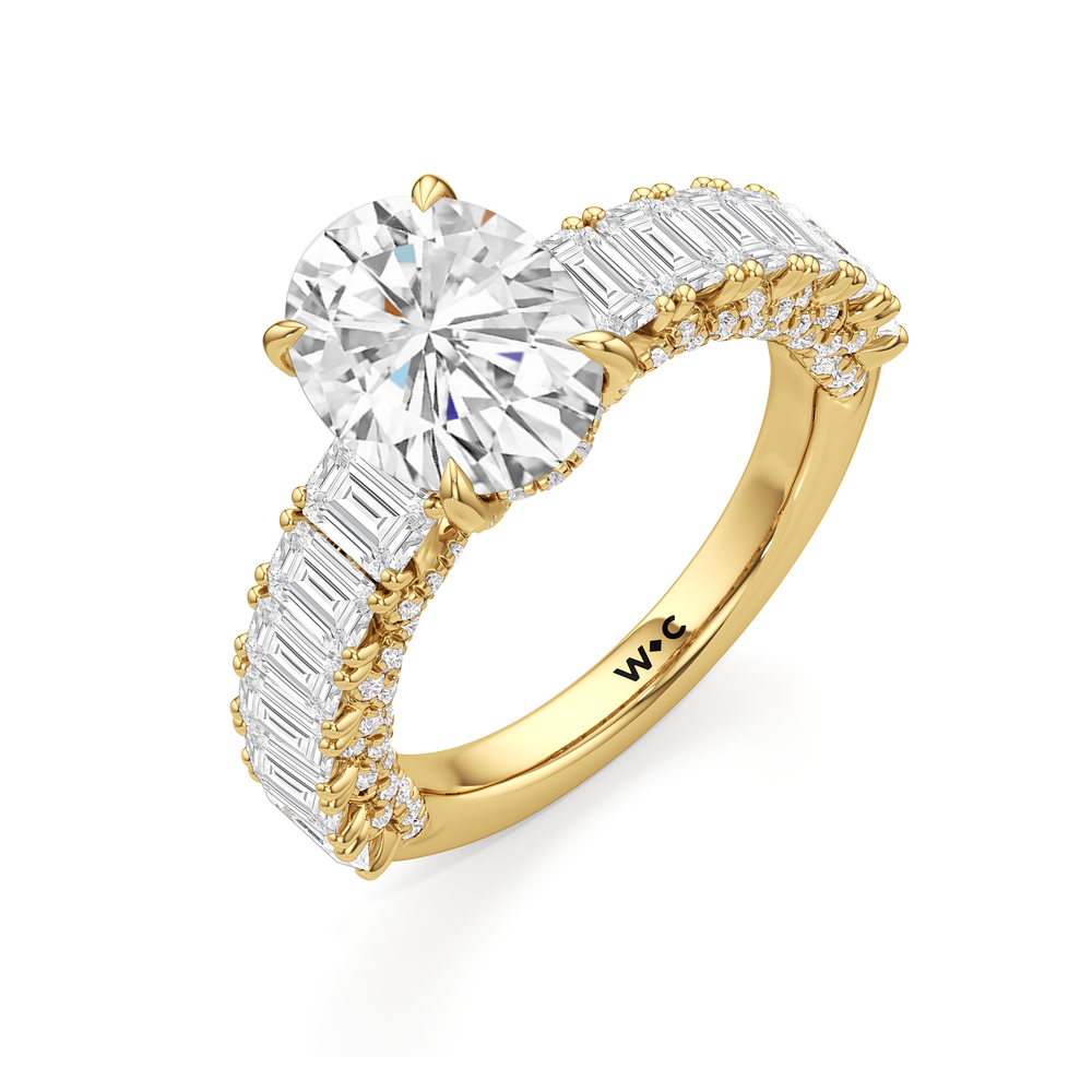The Roosevelt Emerald Ring with Oval Cut Diamond in 14KT Yellow Gold view 7
