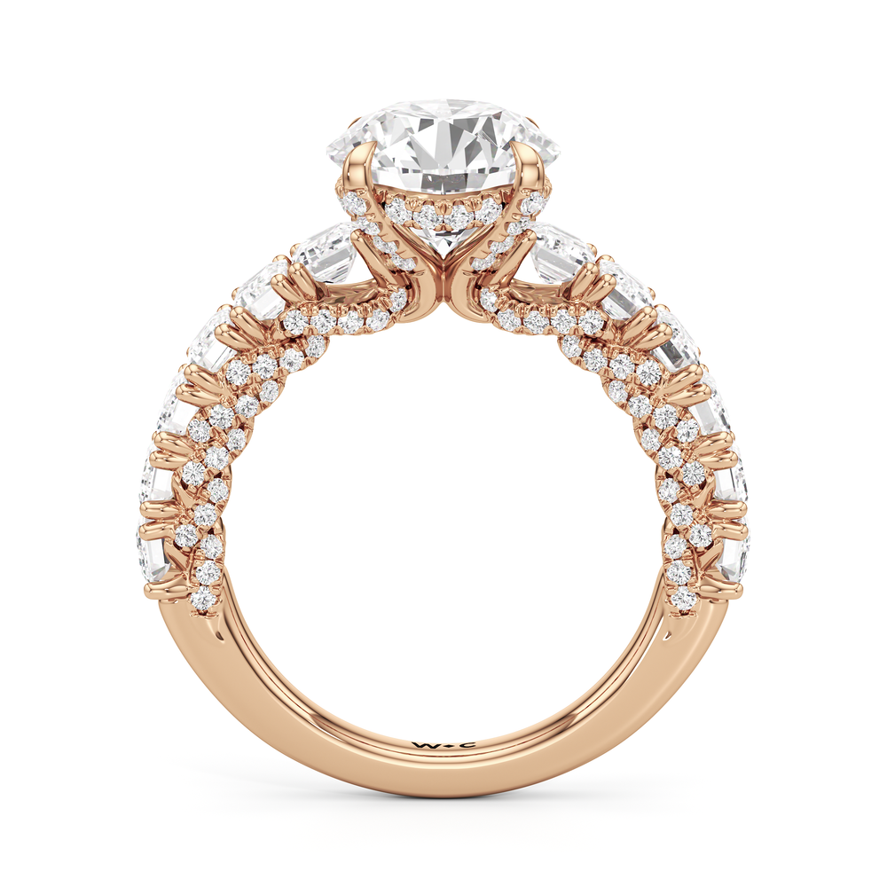 The Roosevelt Emerald Ring with Round Cut Diamond in 14KT Rose Gold view 6
