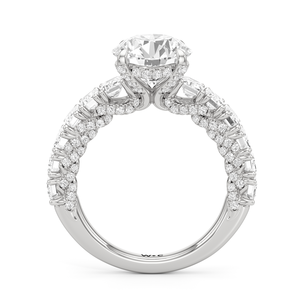 The Roosevelt Emerald Ring with Round Cut Diamond in 14KT Platinum view 6
