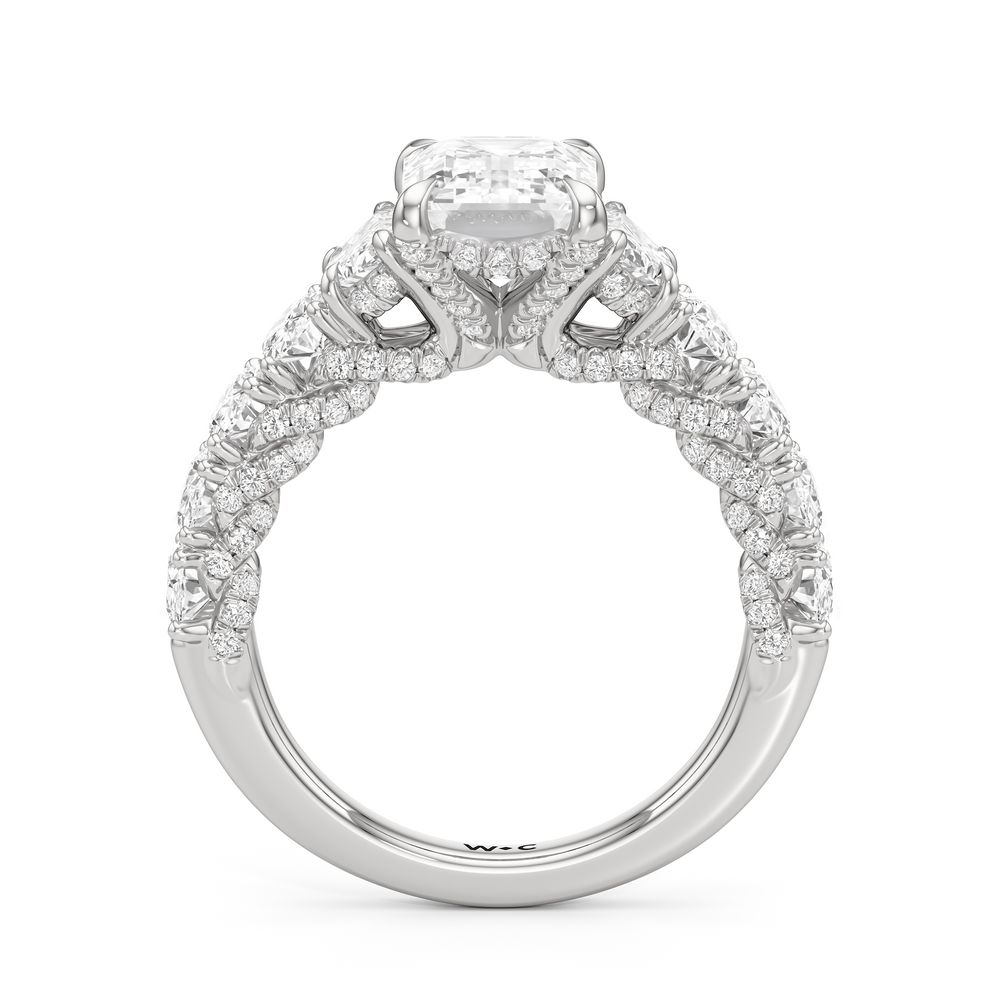 The Roosevelt Three Stone Ring with Emerald Cut Diamond in 14KT Platinum view 3
