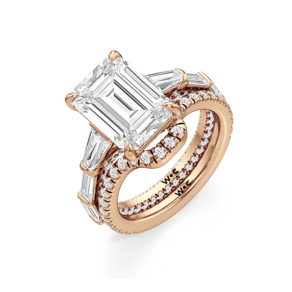 The Katherine Ring with Emerald Cut Diamond in 14KT Rose Gold view 4
