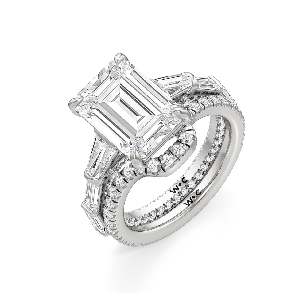 The Katherine Diamond Wedding Band with Platinum Cut Diamond in 14KT Platinum view 3

