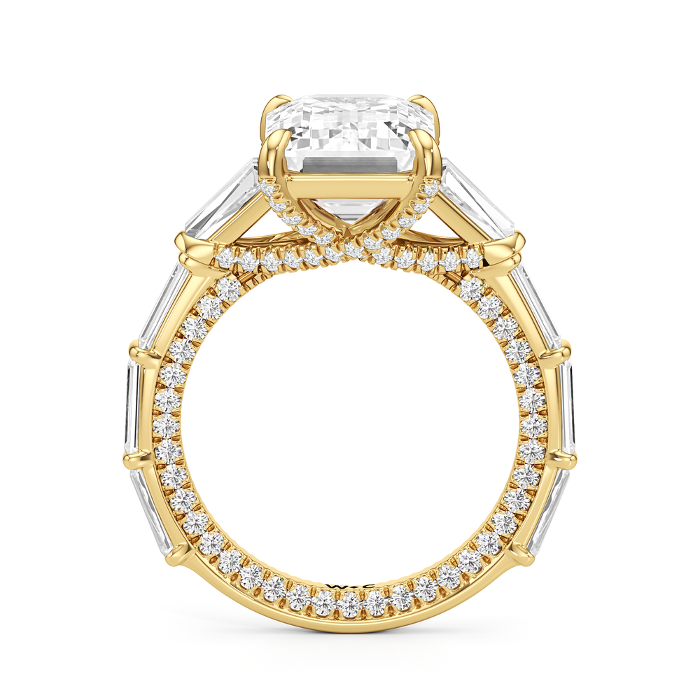 The Katherine Ring with Emerald Cut Diamond in 14KT Yellow Gold view 2
