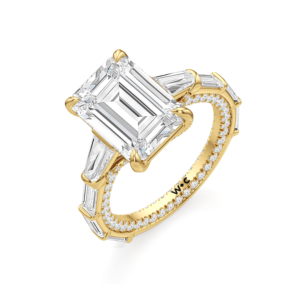 The Katherine Ring with Emerald Cut Diamond in 14KT Yellow Gold view 3
