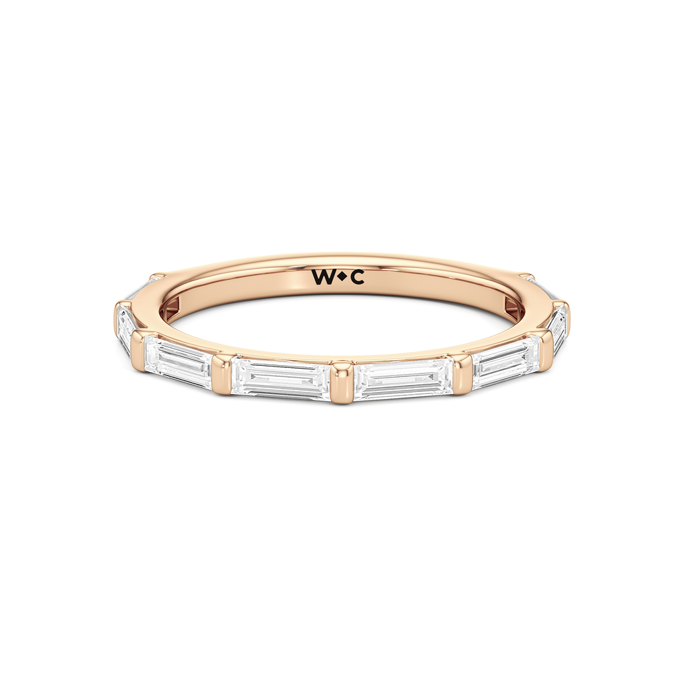 The Marlene Diamond Wedding Band with 18KT Rose Gold Cut Diamond in 14KT Rose Gold view 1

