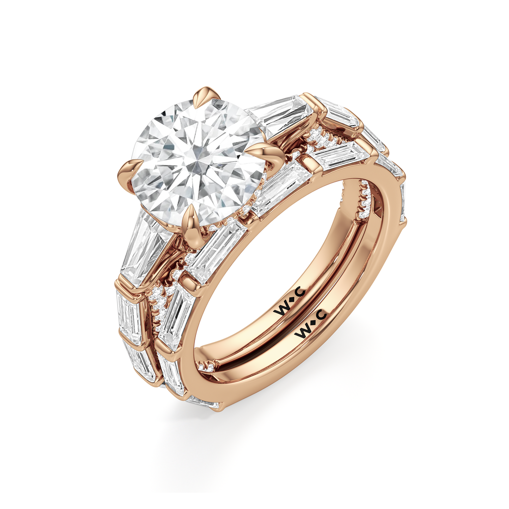 The Marlene Diamond Wedding Band with 18KT Rose Gold Cut Diamond in 14KT Rose Gold view 3
