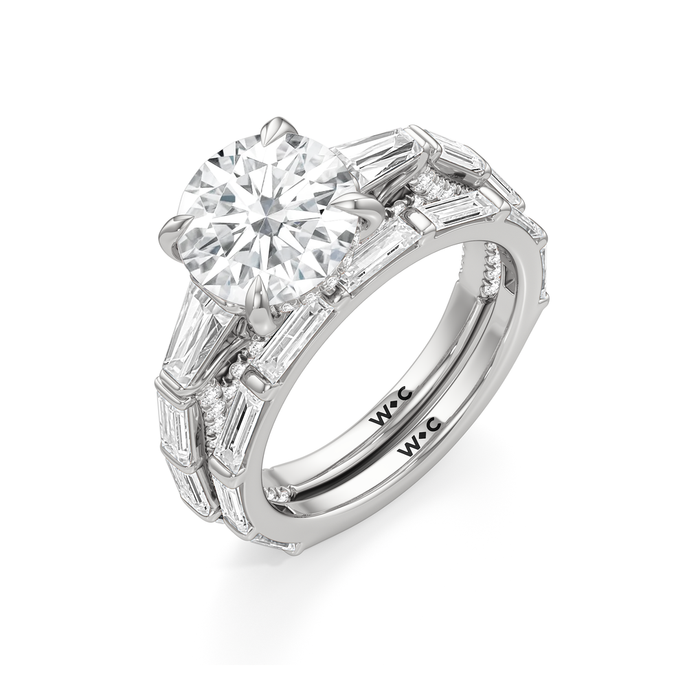 The Marlene Ring with Emerald Cut Diamond in 14KT Platinum view 4

