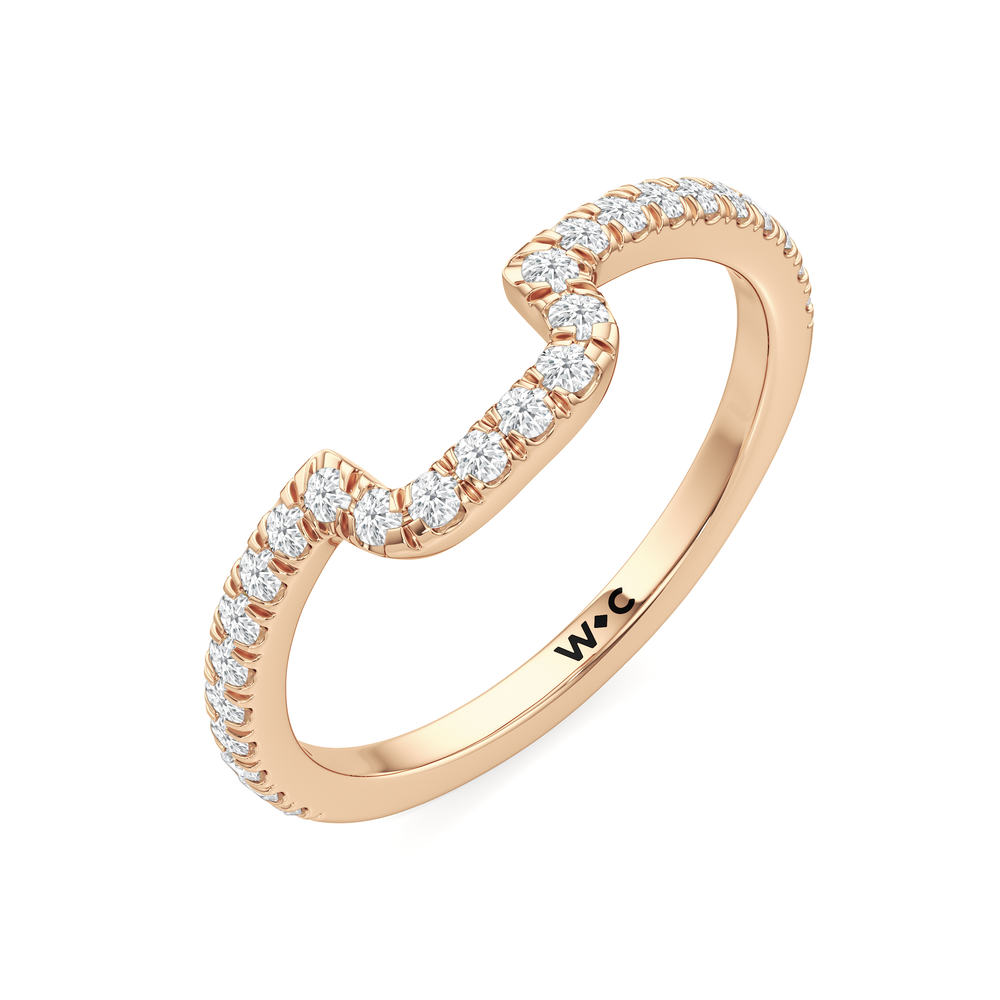 The Vivien Diamond Wedding Band with 18KT Rose Gold Cut Diamond in 14KT Rose Gold view 4

