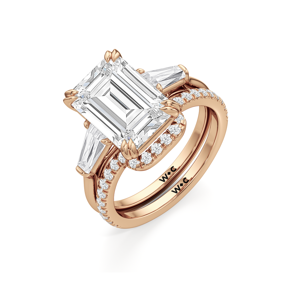 The Vivien Diamond Wedding Band with 18KT Rose Gold Cut Diamond in 14KT Rose Gold view 3
