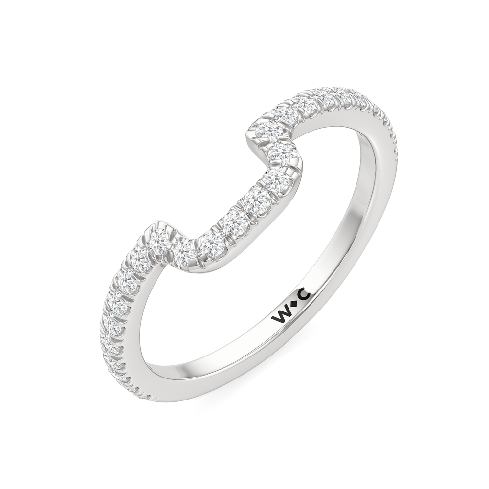 The Vivien Diamond Wedding Band with Platinum Cut Diamond in 14KT Platinum view 4
