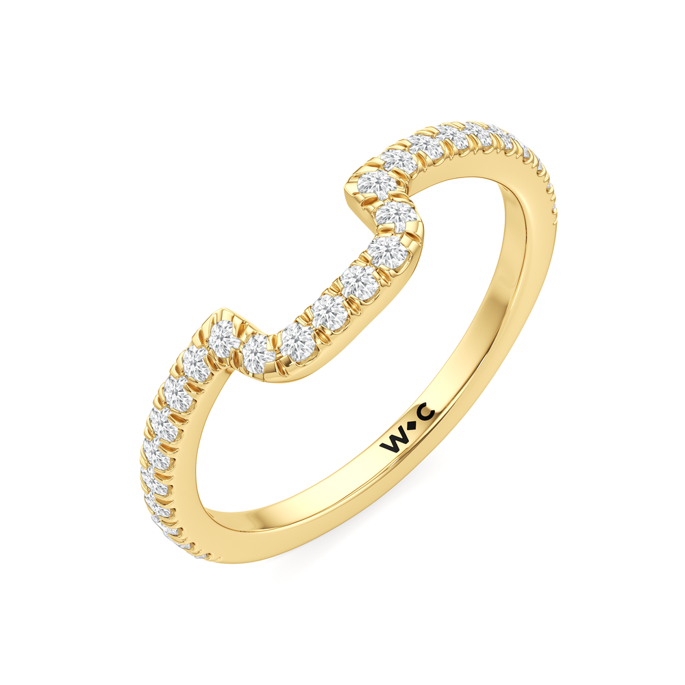 The Vivien Diamond Wedding Band with 18KT Yellow Gold Cut Diamond in 14KT Yellow Gold view 4

