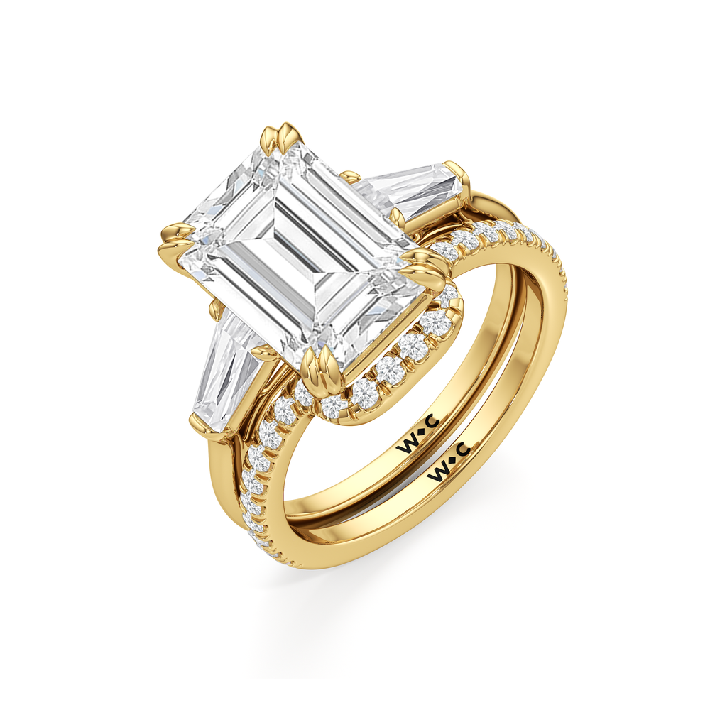 The Vivien Diamond Wedding Band with 18KT Yellow Gold Cut Diamond in 14KT Yellow Gold view 3
