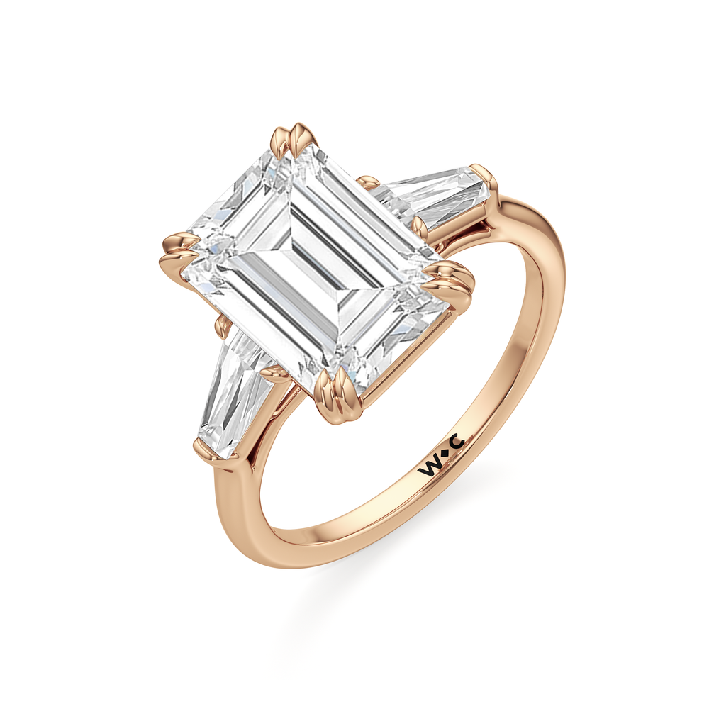The Vivien Ring with Emerald Cut Diamond in 14KT Rose Gold view 4
