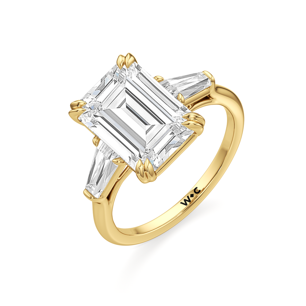 The Vivien Ring with Emerald Cut Diamond in 14KT Yellow Gold view 4
