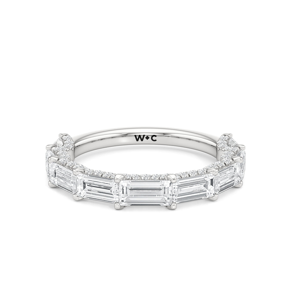 The Greta Diamond Wedding Band with Platinum Cut Diamond in 14KT Platinum view 1
