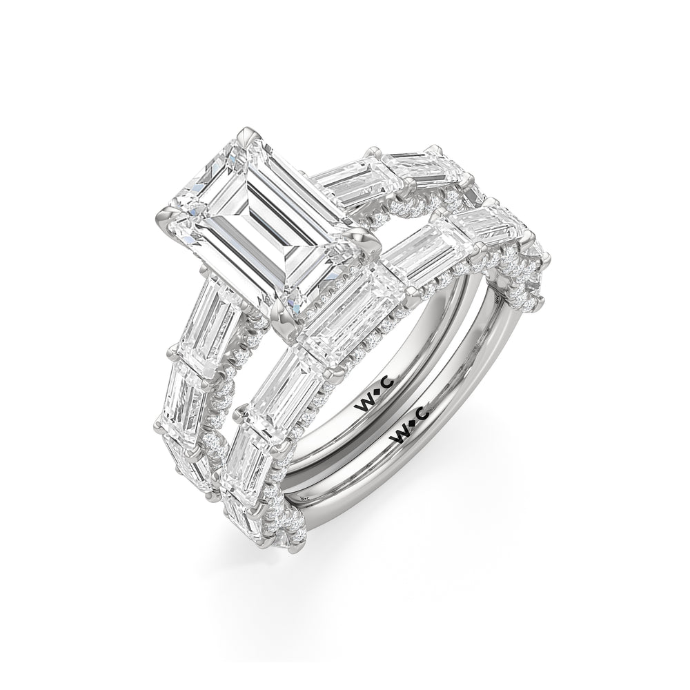 The Greta Diamond Wedding Band with Platinum Cut Diamond in 14KT Platinum view 3
