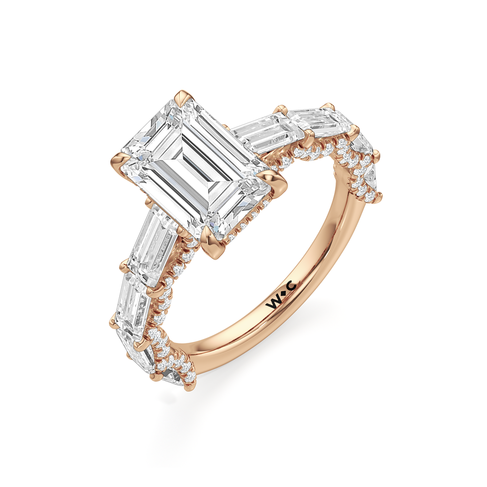 The Greta Ring with Emerald Cut Diamond in 14KT Rose Gold view 3
