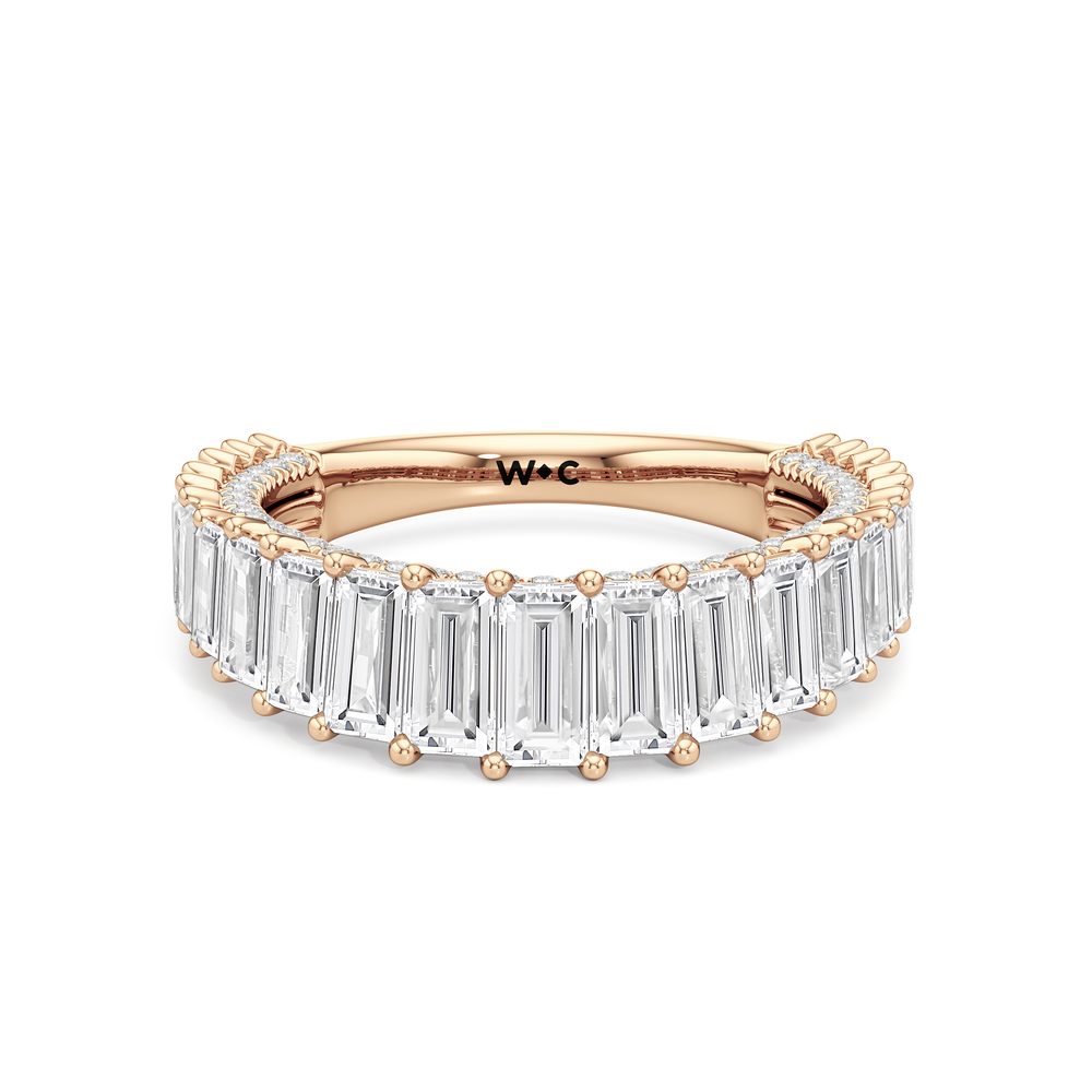 The Lauren Diamond Wedding Band with 18KT Rose Gold Cut Diamond in 14KT Rose Gold view 1
