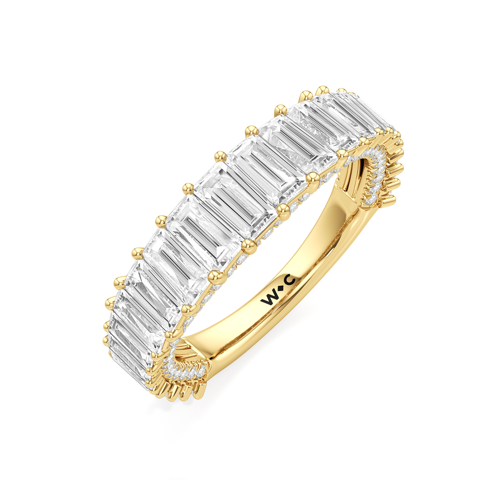 The Lauren Diamond Wedding Band with 18KT Yellow Gold Cut Diamond in 14KT Yellow Gold view 4
