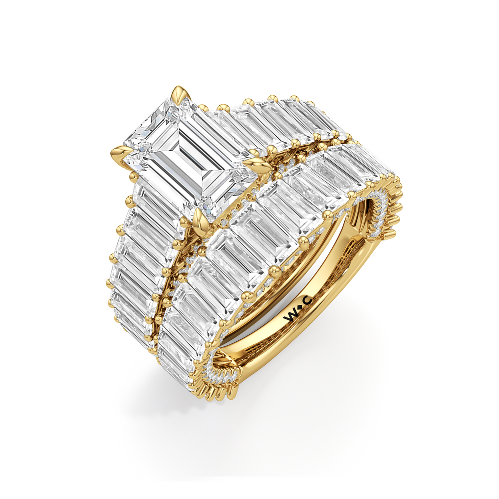 The Lauren Diamond Wedding Band with 18KT Yellow Gold Cut Diamond in 14KT Yellow Gold view 3
