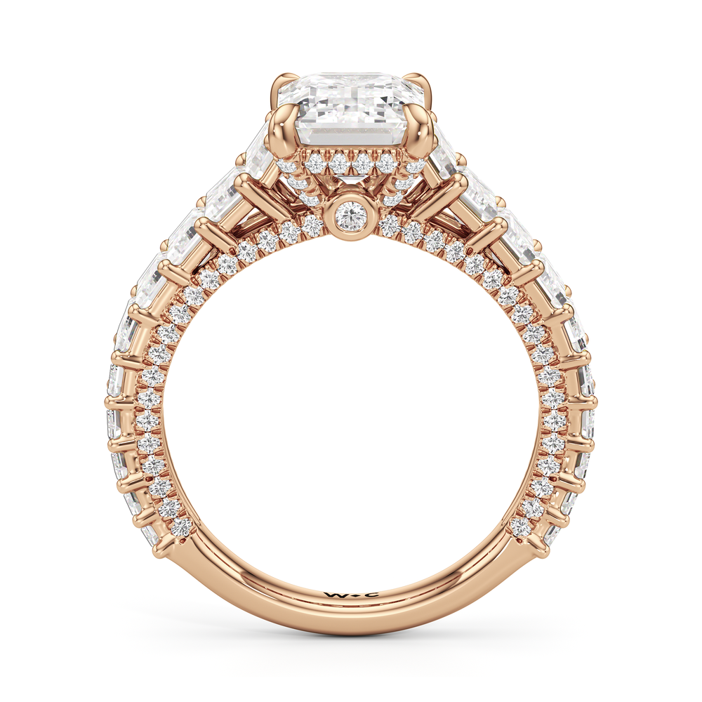 The Lauren Ring with Emerald Cut Diamond in 14KT Rose Gold view 3
