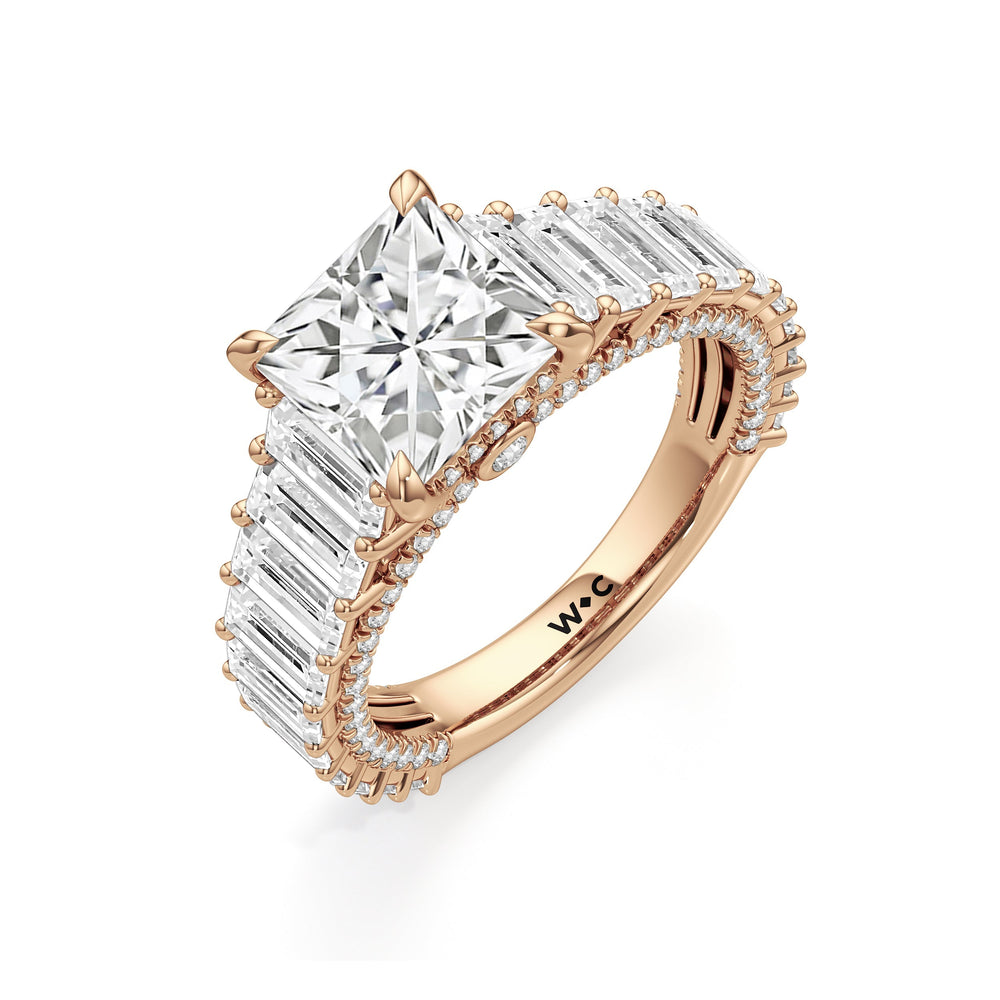 The Lauren Ring with Princess Cut Diamond in 14KT Rose Gold view 4
