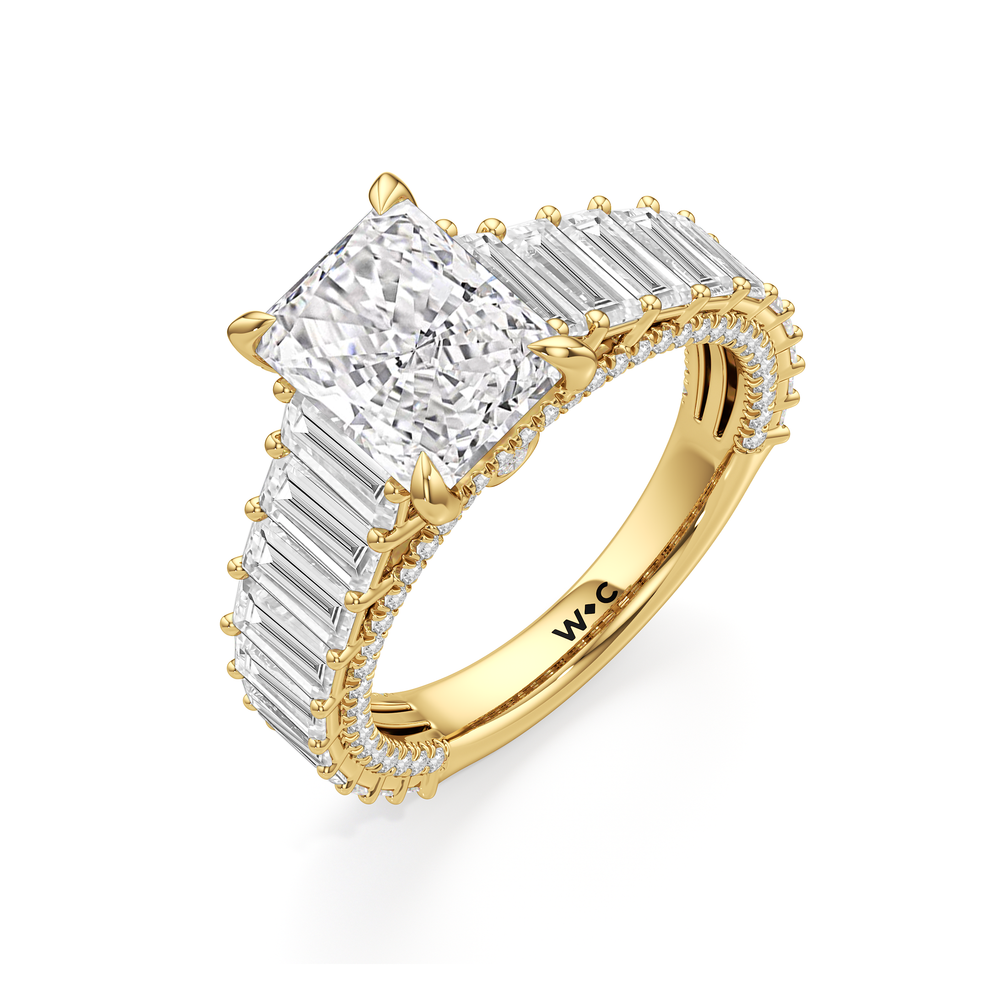 The Lauren Ring with Radiant Cut Diamond in 14KT Yellow Gold view 4

