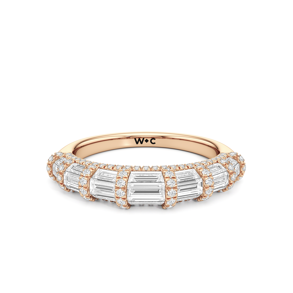 The Ingrid Diamond Wedding Band with 18KT Rose Gold Cut Diamond in 14KT Rose Gold view 1
