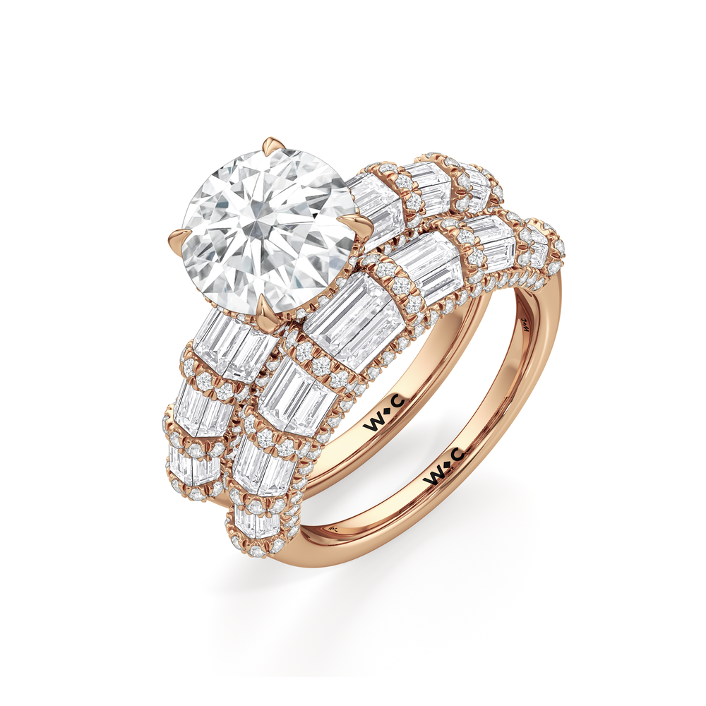 The Ingrid Diamond Wedding Band with 18KT Rose Gold Cut Diamond in 14KT Rose Gold view 3
